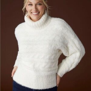 Elvie Mohair Cozy White Turtleneck Sweater
